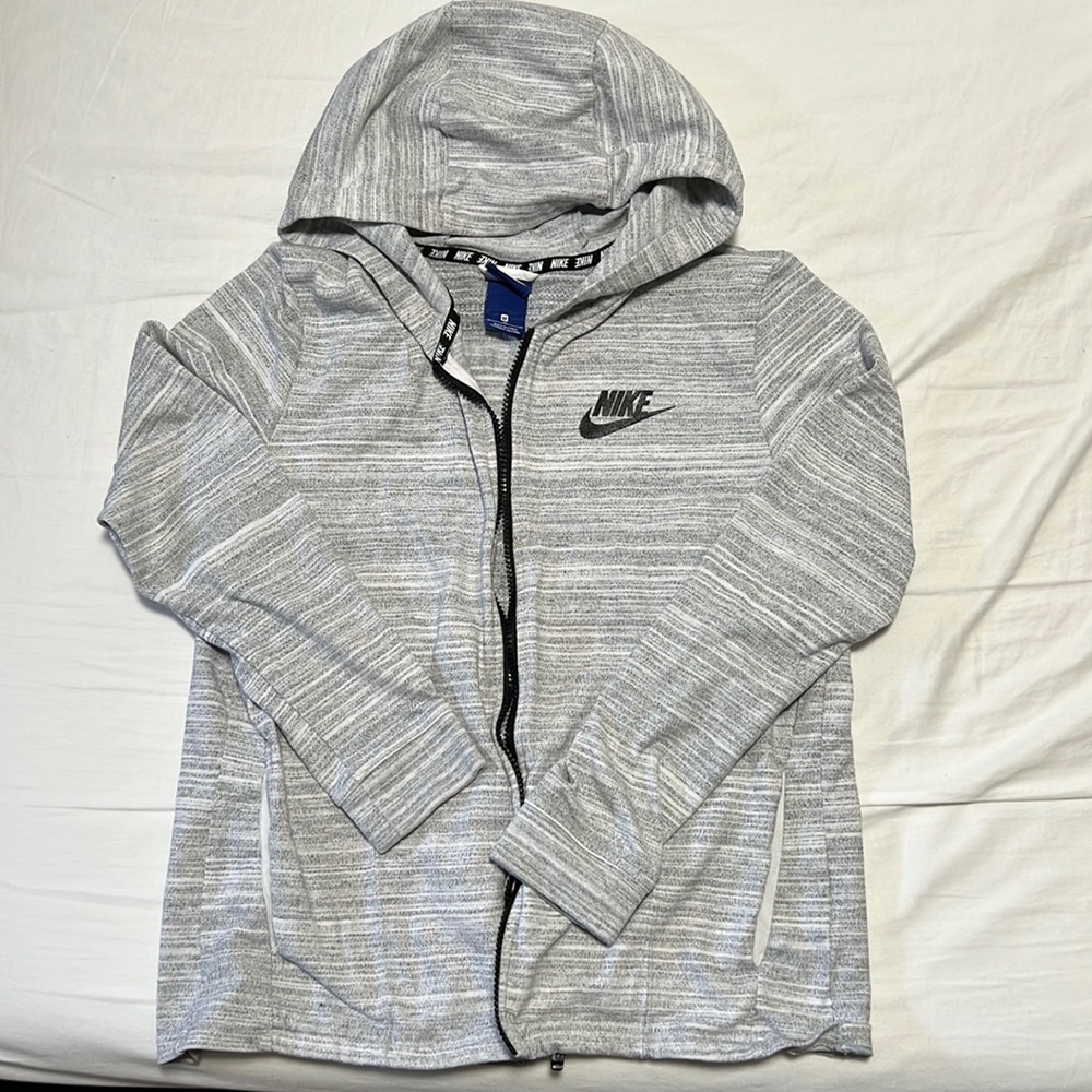 Nike Black Grey and White Zip Up Hoodie